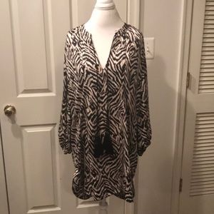 Print dress with tassels